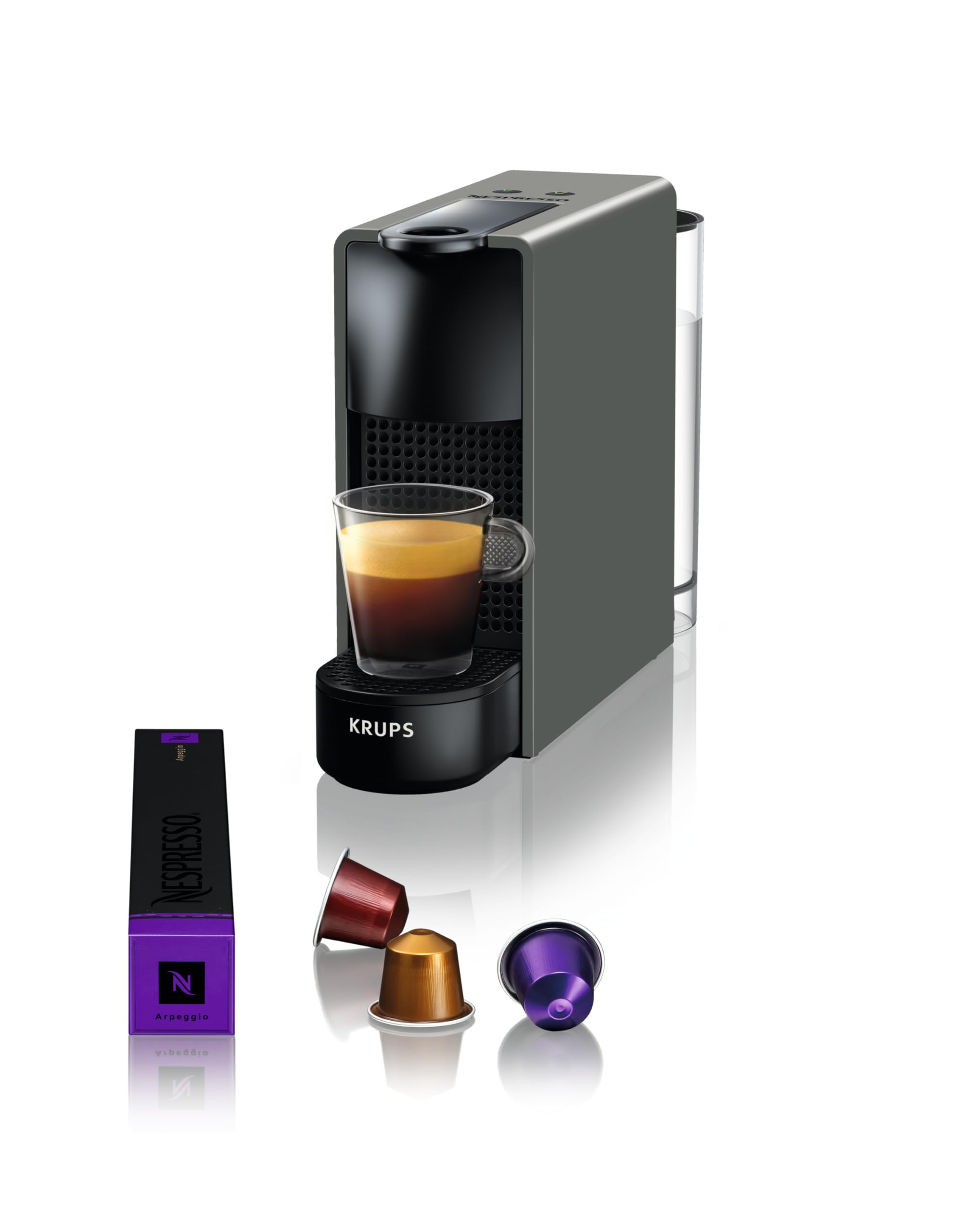 Velustro - Machine à Café Essenza Mini Gris Intense, 19 Bars, Design Compact, Expresso et Lungo, Arrêt Automatique, Gris Intense, YY2911FD