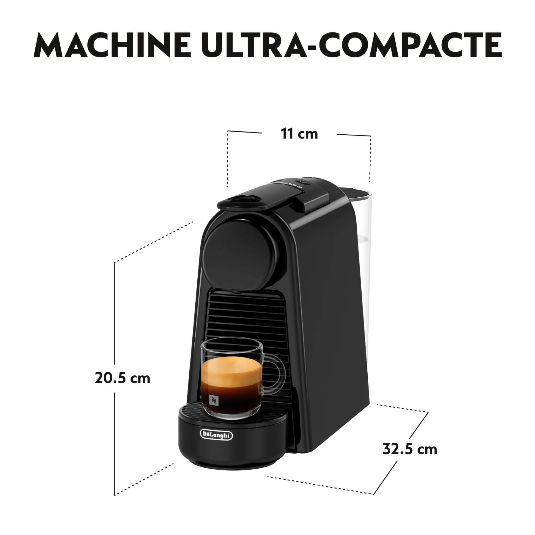 Velustro - Machine à Café Essenza Mini Noir, 19 Bars,Expresso et Lungo, Arrêt Automatique, EN85.B, Noir