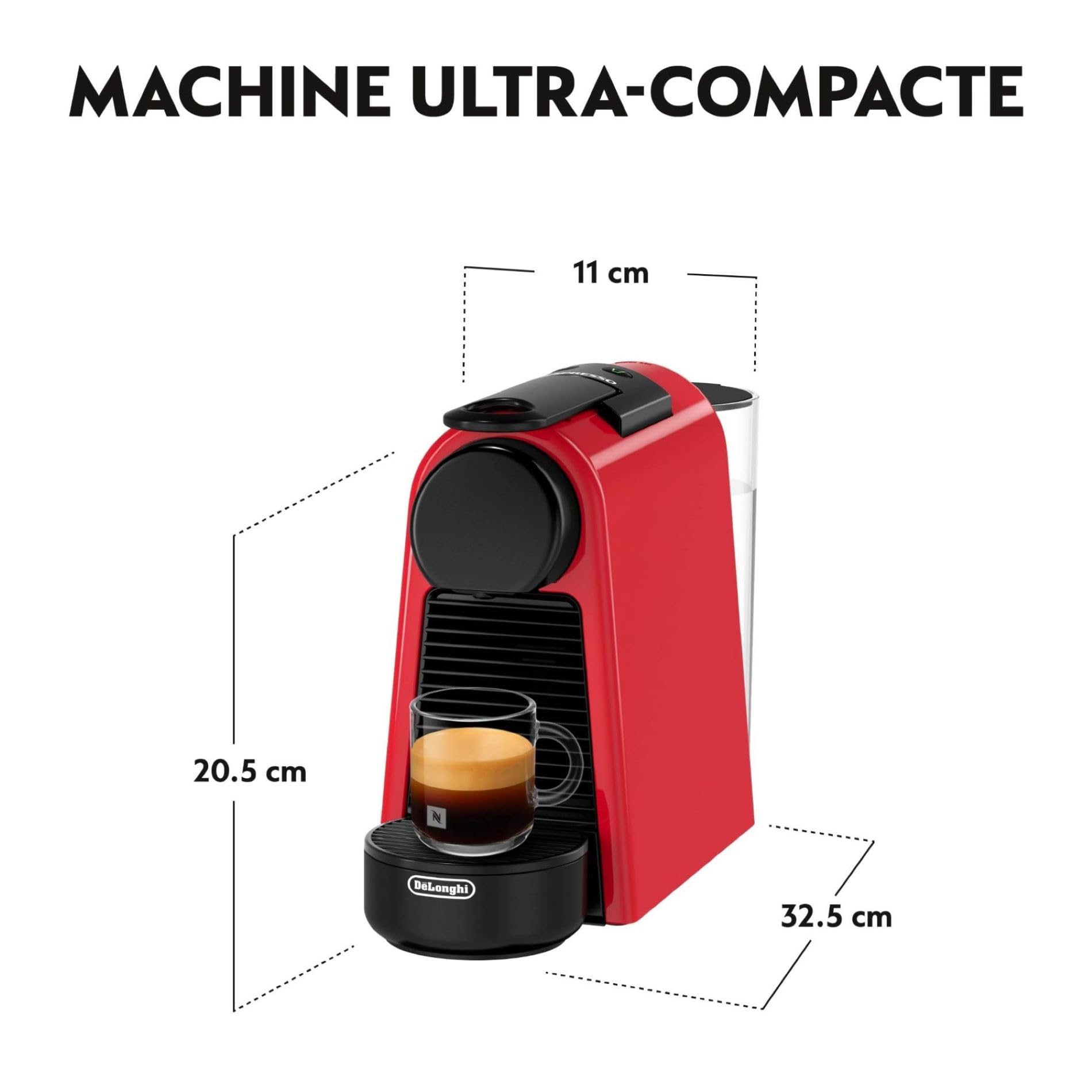 Velustro - Machine à Café Essenza Mini Rouge Rubis, 19 Bars,, Arrêt Automatique, EN85.R, Rouge