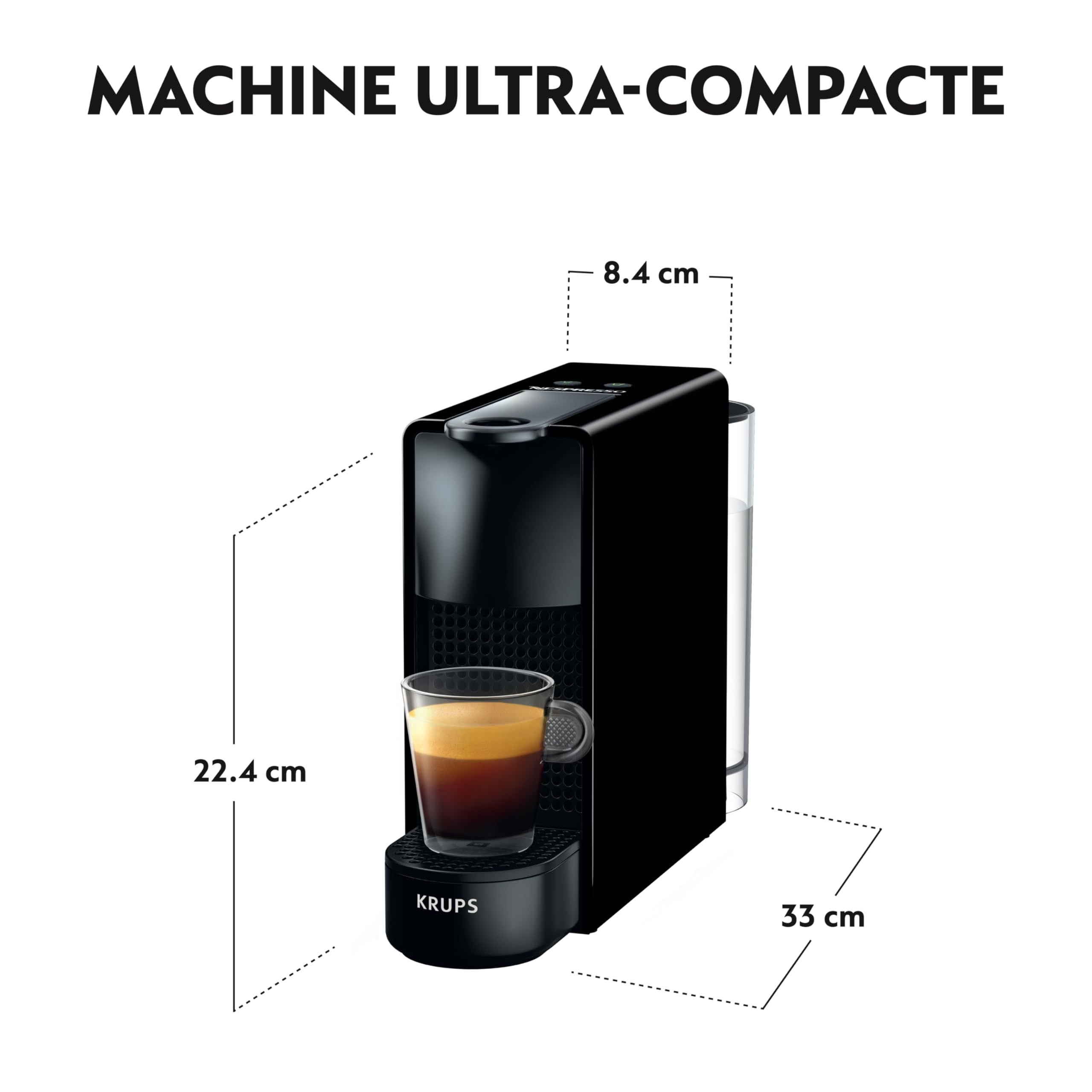 Velustro - Machine à Café Essenza Mini Noir, 19 Bars, Design Compact, Expresso et Lungo, Arrêt Automatique, YY2910FD
