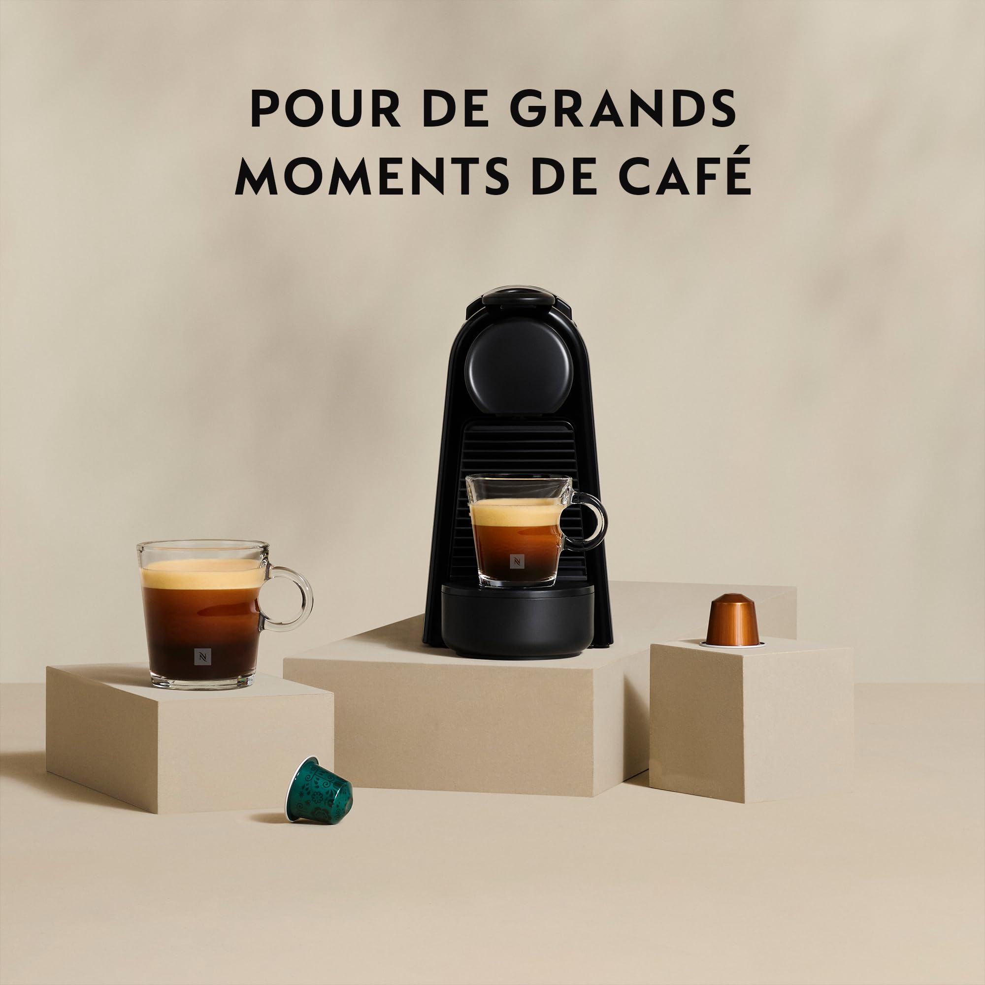 Velustro - Essenza Mini - Machine à Café à Capsules , Kit de Bienvenue Inclus, Design Compact, Pression 19 Bars, Noir Mat, EN85.BKMT