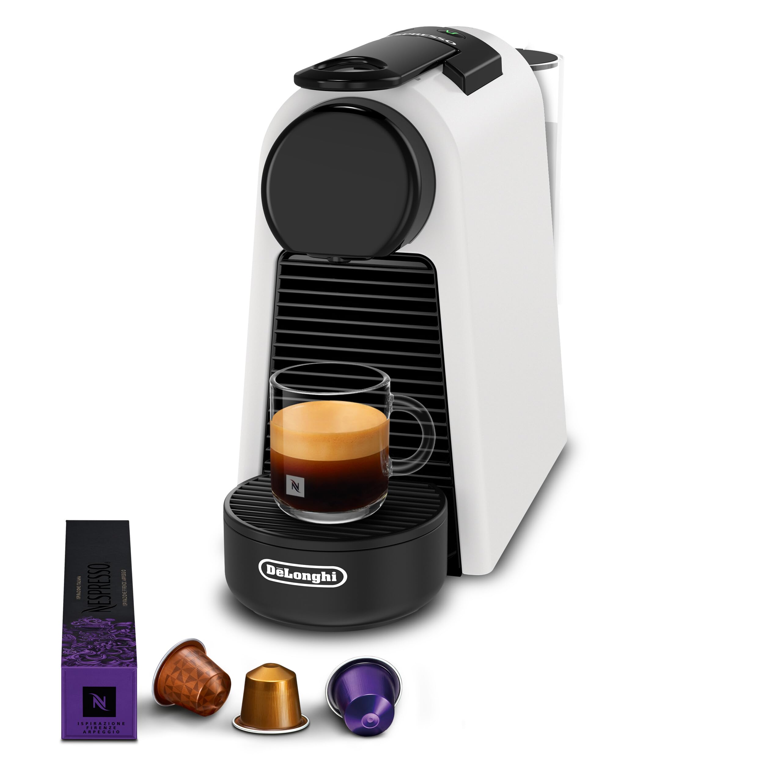 Velustro - Essenza Mini Machine à café automatique, machine à capsules monotasse, pression 19 bars, blanc mat, EN85.WMT