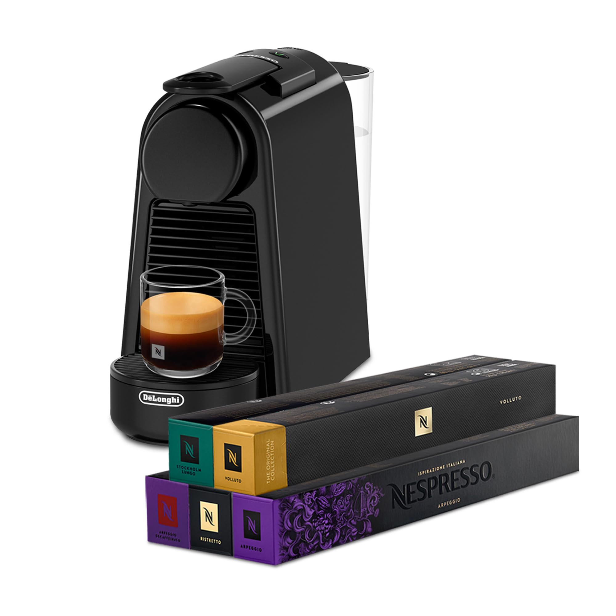 Velustro - Machine à Café Essenza Mini Noir Piano, 19 Bars, Design Compact, Expresso et Lungo, EN85.B, Noir