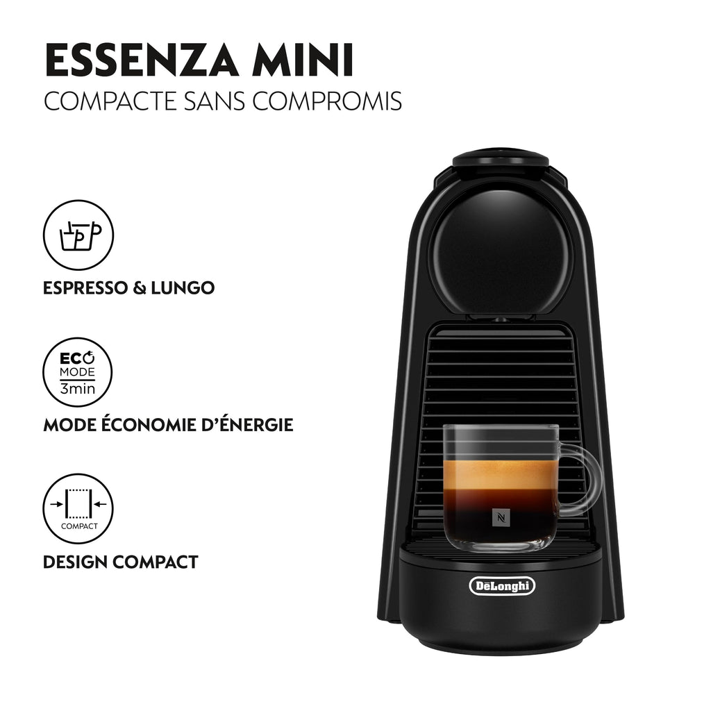 Velustro - Machine à Café Essenza Mini Noir Piano, 19 Bars, Design Compact, Expresso et Lungo, EN85.B, Noir