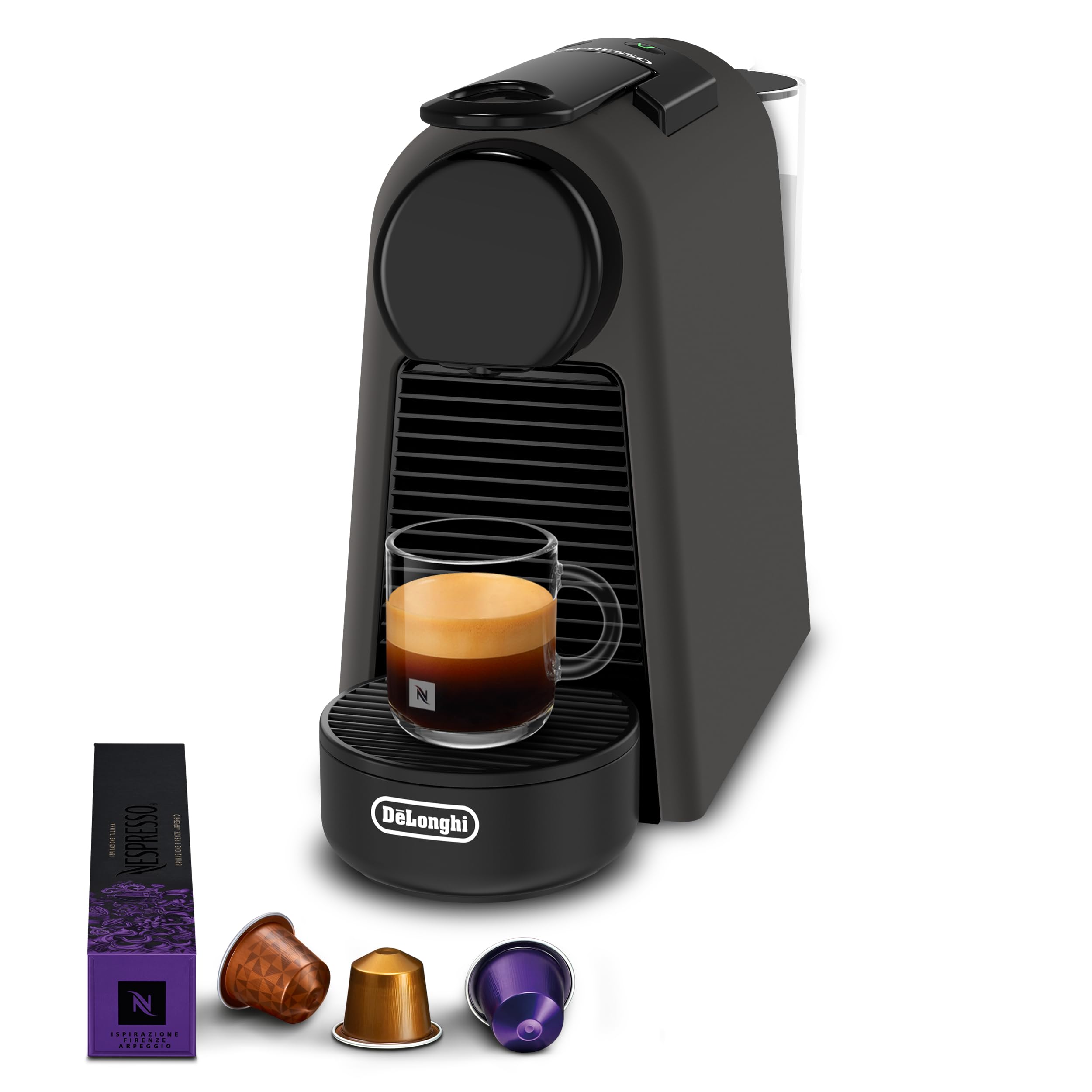 Velustro - Essenza Mini - Machine à Café à Capsules , Kit de Bienvenue Inclus, Design Compact, Pression 19 Bars, Noir Mat, EN85.BKMT