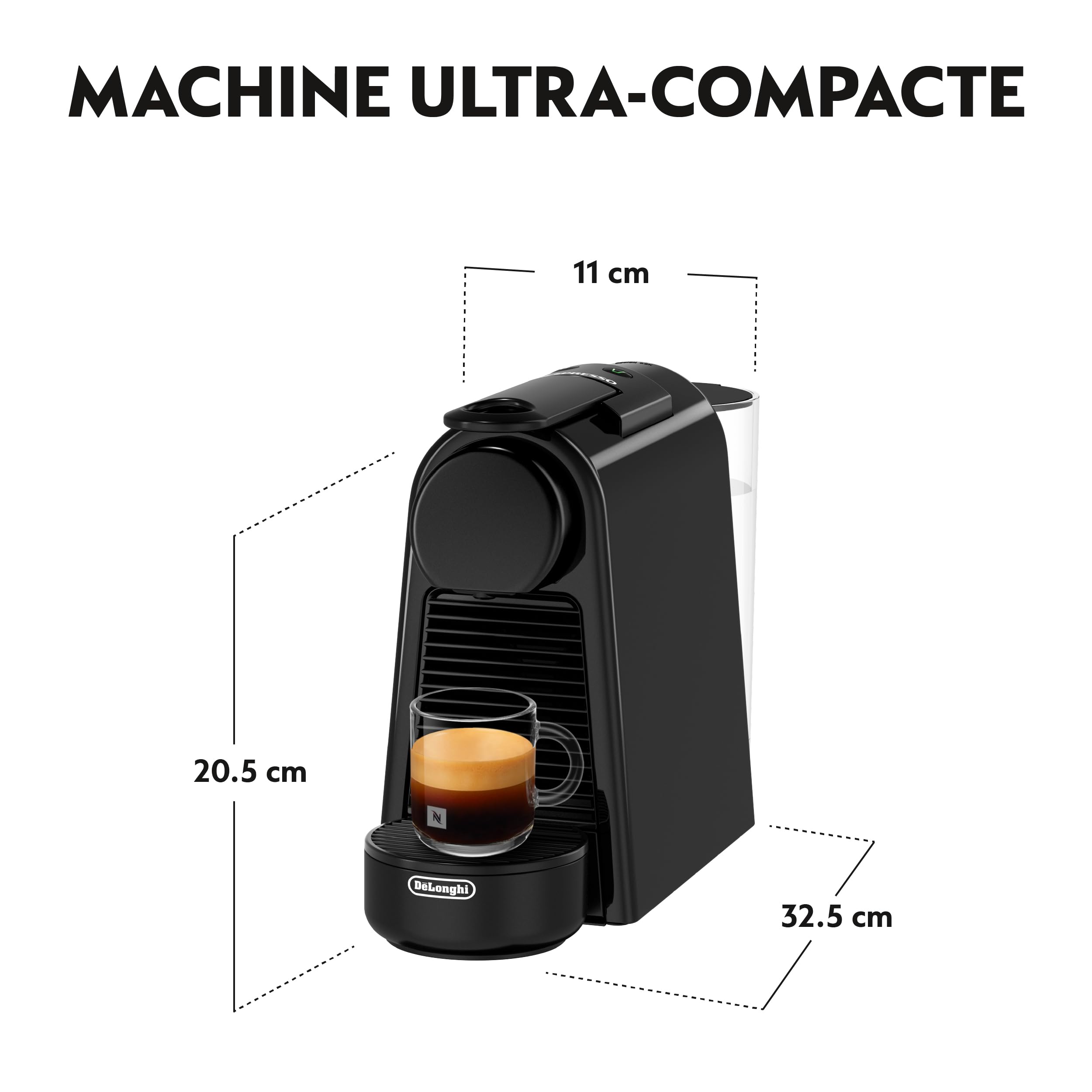 Velustro - Machine à Café Essenza Mini Noir Piano, 19 Bars, Design Compact, Expresso et Lungo, EN85.B, Noir
